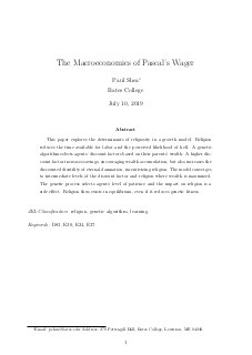 The Macroeconomics of Pascal’s Wager